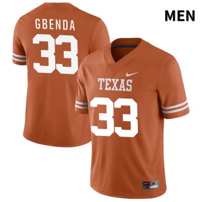 Texas Longhorns Men's #33 David Gbenda Authentic Orange NIL 2022 College Football Jersey JUL52P2A